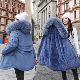Parkas Midlength Pie Kadınların Üstesinden Gelen 2021 Kış Yeni Kore Versiyonu Kalın Gevşek Sıcak Pamuk Pamuklu Ceket Plus Boyut Parker Ceket
