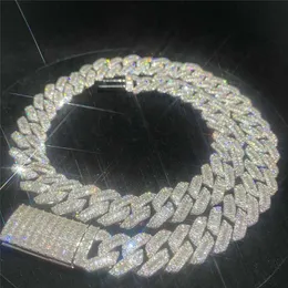 Luxury Flawless Moissanite Baguette Diamond Fully Iced Clasp Cuban Link Chain Gold Plated Thick Miami
