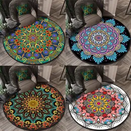 Dywany w stylu etnicznym w stylu etnicznym Mandala Kolor Flower salon sypialnia wiszące krzesło do koszyka okrągłe mata podłogowa dywan 150 cm 150 cm