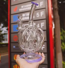 Exclusivo 12 Tubo Reciclador Água Vidro Bong Vortex Recycler Oil Dab Rigs Super Cyclone Percolator 14mm Feminino Joint Water Pipes XL131654003