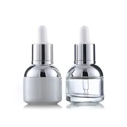 30ml Cam Serum Şişe İnci Beyaz Şeffaf Kozmetik İletim Yağı Ambalaj Boğazları Plastik Fiş ile Şişeler QAFJX