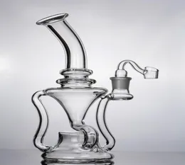 Unique Hourglass Bongs Thick Clear Shisha Glass Bongs with Tornado and Cyclone Recycler Glass 5714959