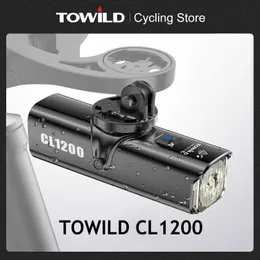 Bike Lights TOWILD CL1200/600LM Bike Light Front Lamp USB Rechargeable LED 21700 4000mAh Bicycle Light Waterproof Headlight Bike Accessories P230427
