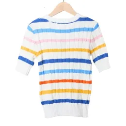 Ralphs Designer Laurens SWEAT Najwyższa jakość wczesnej wiosny Pony Logo Pullover Rainbow Stripe Twisted Flowed Cure Cotton Knit