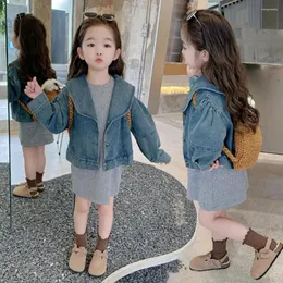 Jackets 2-8 Years Kids Denim For Girls Cute Soft Blue Jean Outwear Coat Toddler Baby Fall Jacket Children Clothing 3 4 5 6 7