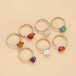 Band Rings Fashion Wire Wrap Natural Rock Adjustable Rings For Women Quartz Stone Resin Irregular Finger Ring Party Wedding Jewelry Gifts AA230426