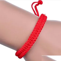 Charm Bracelets Girls Bracelet 100 Pcs Lucky China Red Rope Beads National Style Kabh String Braided Friendship Adjustable Bracelets Dhzjp