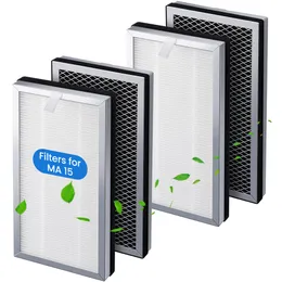 Zamienniki Medify MA 15 Filter, 4 opakowania prawdziwe filtry powietrza HEPA dla oczyszczacza powietrza Medif, 3 w 1 Integration Pre-Filter, H13 HEPA, ActivA