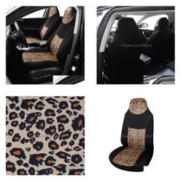 Bilstolskydd er Fit Front Elastic Simple Use Washable Breatble Fashion Leopard Design Drop Delivery Mobiles Motorcyklar Interio DH0MC