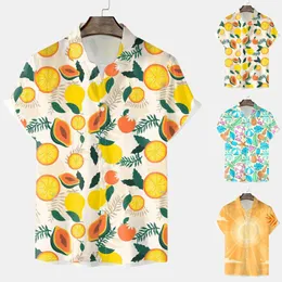 Męskie koszule T Casualne krótkie rękawie Spring Summer Turndown Neck 3D Printed Modna Bluzka Męska długa koszula