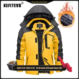 Skiing Suits KEFITEVD Men's Winter Ski Jacket Waterproof Warm Thick Fleece Hiking Jackets Raincoats Snow Jacket Coats Windbreaker Man Parka 231127