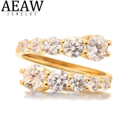 Solitaire Ring AEAW 2ctw DF Color VVS1 Round Cut Rings for Women 14K Yellow Gold Rings Engagement Bride Party Gift Fine Jewelry 230426