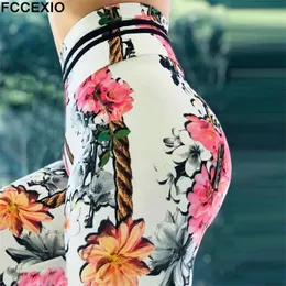 Leggings fcexio watercolor flowers 3d stampe donne pantaloni spinge su leggings sportivi pantaloni sottili pantaloni casuali fitness gambe sexy