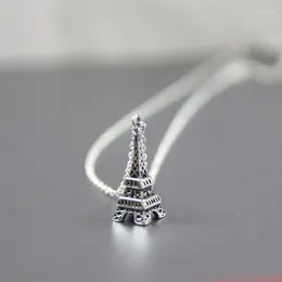 Łańcuchy 1PC DIY Vintage Eiffel Tower Stal nierdzewna stal niestandardowy naszyjnik 3D Budynek wisiorki Naszyjniki maniak