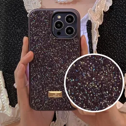 Capa de telefone Luxo Glitter iPhone Case para Apple 15 Pro Max Case 14 13 12 11 Fashion Designer Swan Bling Espumante Strass Diamante Jeweled 3D Crystal Mulheres Voltar