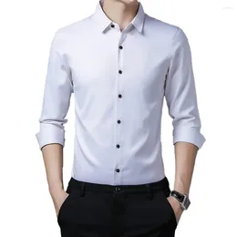 Camisas de vestido masculinas Tops Blusa Camisa Hemd Daily Business Button Down Casual Formal Manga Longa Mens Slim Men