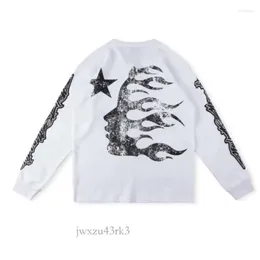 メンズTシャツHellstar Studios Victory Thermal Lengeve Shirt Men Women 1：1 Quality Limited Edition TOP TEES 7596 1263