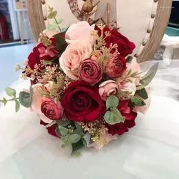 Dekoratif Çiçekler Simüle Gelin Buket Sanat Dekorasyon Gül El Tutma Çiçek Altı Stil Mevcut Düğün Partisi Palyasısı Prop Ball