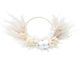 Decorative Flowers Wreaths Natural Pampas Dried Flower Wreath For Home Decor Boho Grass Phragmites Garland Autum Wedding Decorat9093526