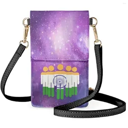 Bolsas de noite forudesigns sky de couro de céu estrelado bandeira de ombro criativo Multi Pocket Pocket Phone Mensageiros Pacote de pulso