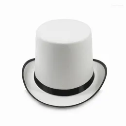 Basker 50jb Magician Top Hat White Bowler Fancy Dress Costume Accessory