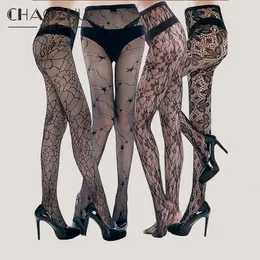 Sexy Socks CHAOZHU 4 Pairslot Women Fishnet Black Flowers Stars Spider Web Patterns Girls Tight Stretchy Pantyhose Set 230427