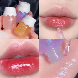 Läppglans mjölkburk transparent glitter glas vattentätt non-sticky fuktar ton plumper flytande läppstift makeup kosmetika