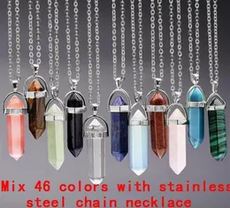 Necklace Jewelry Healing Crystals Amethyst Rose Quartz Bead Chakra Point Women Men Natural Stone Pendants Leather Necklaces Factor3384616