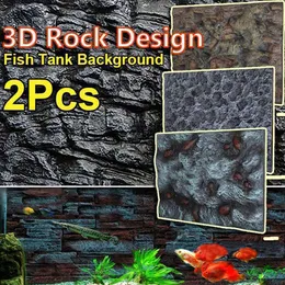 ديكورات 2X Aquarium Background 3D Foam Rock Poster Decor