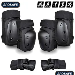 Łożniki łokciowe 6pcs Młodzież ADT PAD Straż na nadgarstka Sports Protective Gear Zestaw do skateboardowania Rolka BMX Cycling Scooter DHA6K