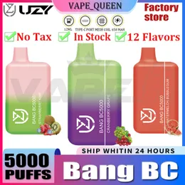 UZY Bang BC Puff 5000 Puffs Einweg-Vape-Stift, 12 Geschmacksrichtungen, E-Zigarette Typ C, 650 mAh, wiederaufladbarer Akku, 12 ml, 5 % Kartusche, Verdampfergerät, Puffs 5K