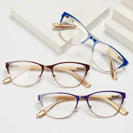 Solglasögon Fashion Classic Metal Reading Glasses Elder Anti-Fatigue Optical Eyewear For Women Men Presbyopia Gereglasses Diopter 1.0-3.5