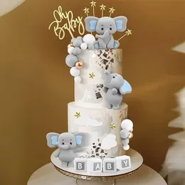 Inne imprezy imprezowe 33PCS Bear Cake Toppers Mini Bear Cake Dekoracje ciasto TOPPERS Gold White Pearl Ball For Boy Girl Baby Shower urodzin 231127