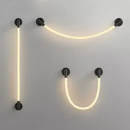 Vägglampa modern minimalistisk kreativ atmosfär nordiskt vardagsrum sovrum dekoration mjukt silikonrör ledande sconce ljus