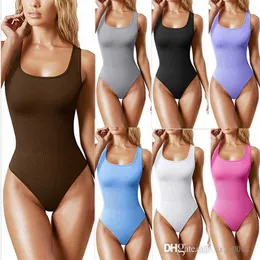 Sexy U-neck Sleeveless Tight Jumpsuits 3XL Bodysuit Tank Top Yoga Pants Activewear For Women Sport Fitness Workout Clothing