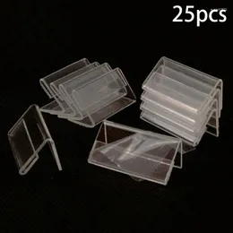 Frames 2023 Est Tag Plate Tool Transparent 25 Stück 6 4 cm Acryl-Displayhalter L-förmiger Etiketten-Preisschilder-Rack