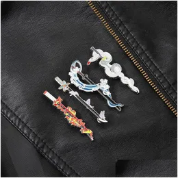 Cartoon Accessories Demon Slayer Weapon Emamel Pins Custom Knife Brosches Lapel Badges smycken gåva till fans Friends Drop Delivery B DHPWU