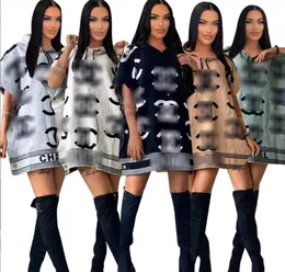 Kadınlar Günlük Elbise 2023 Yaz Yeni Moda Baskı Gevşek Kapşonlu Düğme Elbise Tasarımcısı Marka Kadın Elbiseleri
