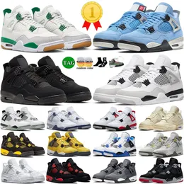 Nike Air Jordan 4 Jordan 4s Jordan 4s Sapato Masculino de Basquete Preto Gato Criação Universidade Azul Sapato Feminino
