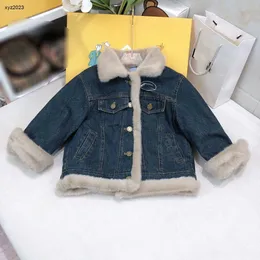 Fashion Denim toddler jacket kids designer clothes girl boy Outerwear Size 110-160 Interior plush design baby coat Nov25