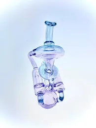 Hookah double recycler type glass top for peak or carta purple lolipop with blue stardust only glass top no erig bottom ZZ