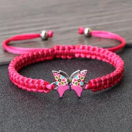 Strand chegada rosa vermelha borboleta espaçador trançado pulseira artesanal fio casal pulseiras mulheres homens cura yoga pulseira jóias