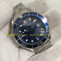 Authentic Photo Mens Automatic Watches Men Date 41mm Blue Dial Professional 300M Stainless Steel Bracelet Casual Dress Formal 007 Mechanical Watch Wristwatches