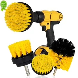 New 3Pcs Round Full Electric Bristle Drill Brush Rotary Cleaning Tool Set Scrubber Cleaning Tool Brushes Car Wash Tool