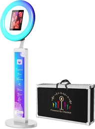 IPad Photo Booth kompatibel med iPad 12.9in 10.9in 10.2in, Portable Photo Booth Shell Stand Stand Software App Control Right Box, Music Sync, Flight Case (A-White)