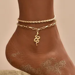 Неклеты Vagzeb Bohemian Snake Summer Anklets for Women Angle Bracelet, установленные на цепочке ног.