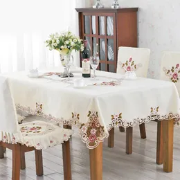 Table Cloth European Garden Tablecloth Elegant Embroidered Chair Cover Wedding Home Textile Cushion