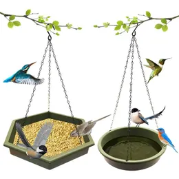 Feeding Outdoor Garden Hanging Bird Feeder Plastic Tray Birdhouse Bird Bath Parrot Drinking Bowl Hummingbird Drinker Bird Accessories