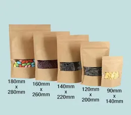 Presentförpackningsförpackningar med fönster för småföretag Kraftpappers standup Pouches Clear Food Coffee Beans Storage Party Giftgif8458803