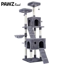 Cushion Cat Tree Tower House Condo Perch Entertainment Scratching for Kitten Multilevel Tower for Large Cat Cozy Furniture Protector
